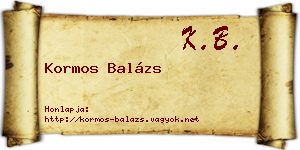 Kormos Balázs névjegykártya