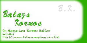 balazs kormos business card